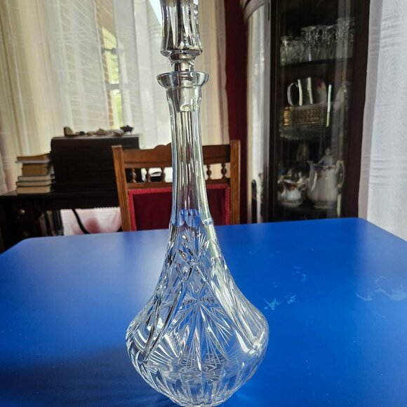 Vintage Cut Crystal Decanter Large Heavy 16” - Picture 1 of 2